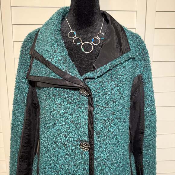 LINDI Teal Textured Art Jacket | Lagenlook Boutique Coat - Picture 2 of 10